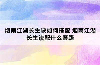 烟雨江湖长生诀如何搭配 烟雨江湖长生诀配什么套路